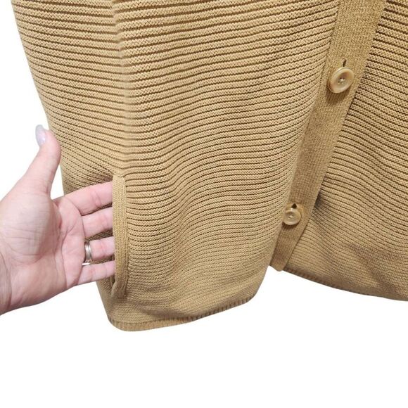 Jones New York brown ribbed knit button front double breasted sweater 1X pockets - Picture 2 of 8